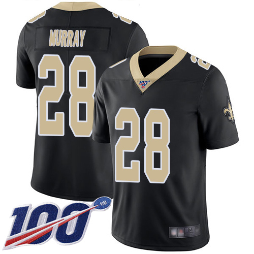 Men New Orleans Saints Limited Black Latavius Murray Home Jersey NFL Football #28 100th Season Vapor Untouchable Jersey->nfl t-shirts->Sports Accessory